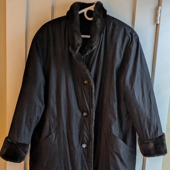 Jones New York Button Faux Fur REVERSIBLE coat Woman's Size L #15101 - Picture 2 of 14